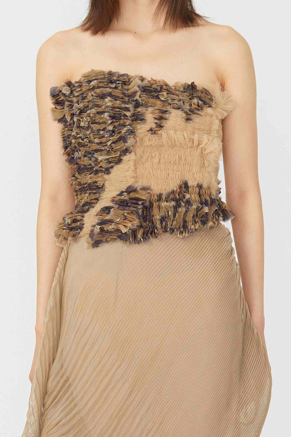 CAROLINE HU Wrap Lace-up Top AW21BNT06S Brown Print PCH1